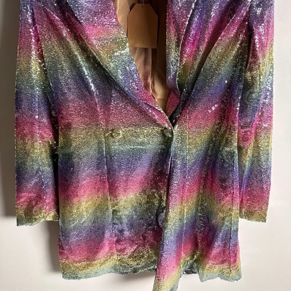 Pastel rainbow sequin dress with belt